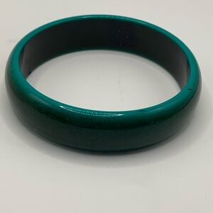 Vintage Dark Green And Black Acrylic Bangle Bracelet 7.5